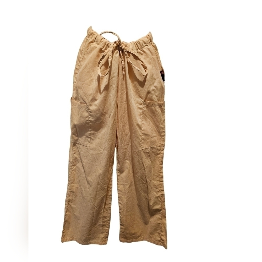 ACTUAL; Women's Light Yellow Scrub Pants, Sz Medium